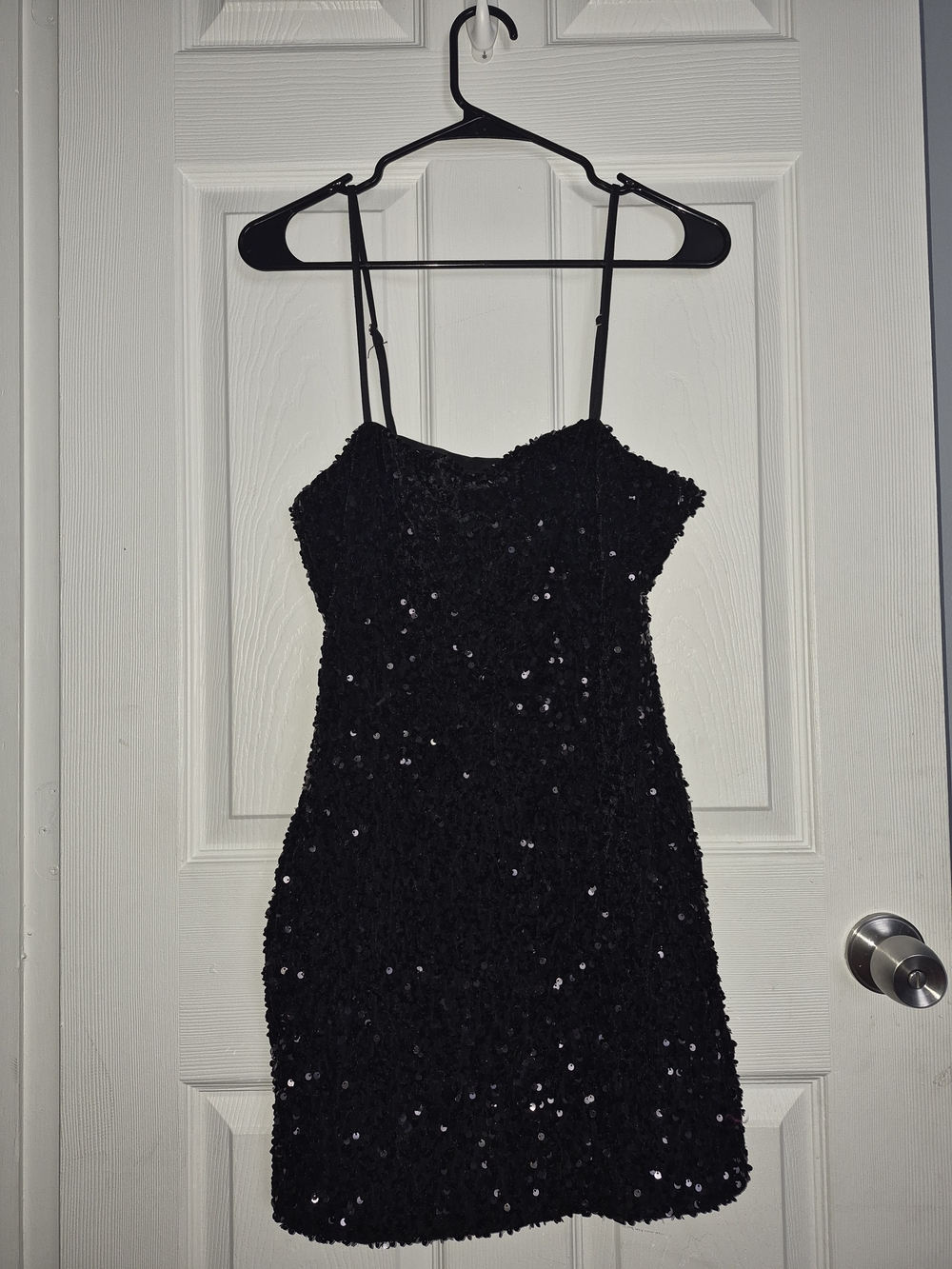Forever 21 Black Sequin Spaghetti Strap Mini Dress
